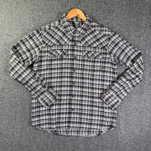 Stio Flannel Shirt Men Medium Gray Plaid Button Up Long Sleeve Outdoor